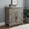 Rustic Grey Wash Barn Door Storage Cabinet with Adjustable Shelves and Metal Drawer Glide